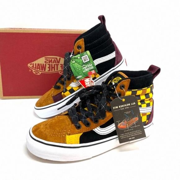 VANS Sk8-Hi Mte Dx Suede Canvas Brown Check Yell VN0A3DQ522Z 8.5 Size Women's - Picture 7 of 8